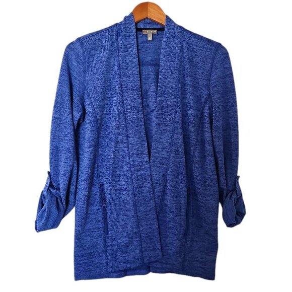 T By‎ Talbots Jacket Blue Size XS Open Front Sweatshirt  Roll Sleeve - Picture 2 of 10